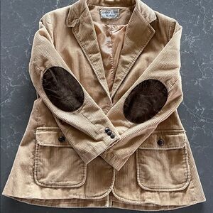 Vintage Tan Corduroy Women's Blazer with Elbow Patches- L/XL